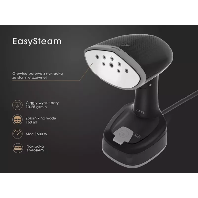 Lafe EasySteam LAFZEL47580 vaatehöyrystin, 1600 W, musta