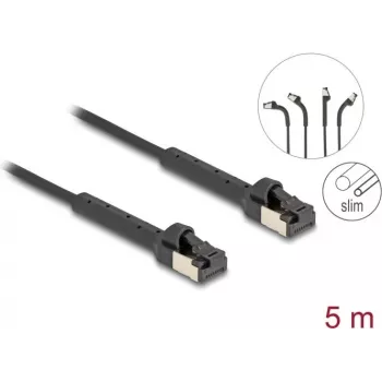 Verkkokaapeli DeLOCK RJ45 ohut Cat.6A U/FTP 5 m musta