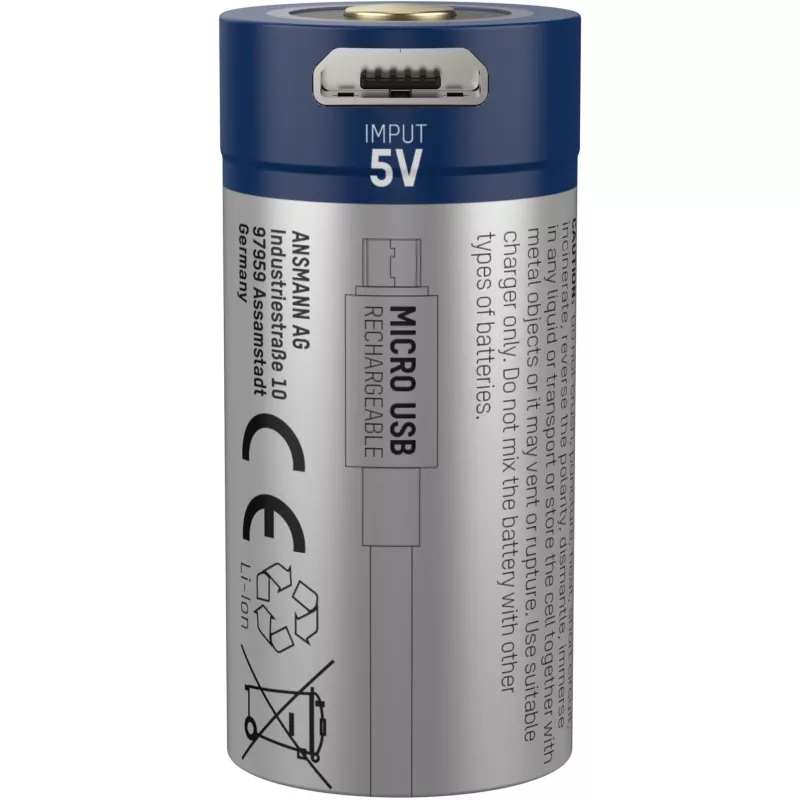 Ansmann 16340 Li-Ion akku 850 mAh 3,6 V micro-USB-tulo 1300-0015