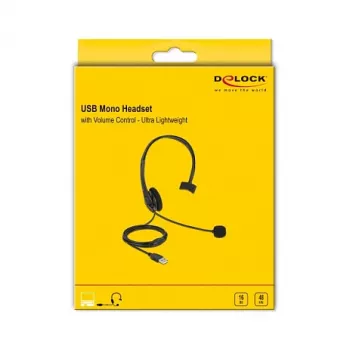 Kuulokemikrofoni DeLOCK USB mono kuulokemikrofoni äänenvoimakkuuden säädöllä