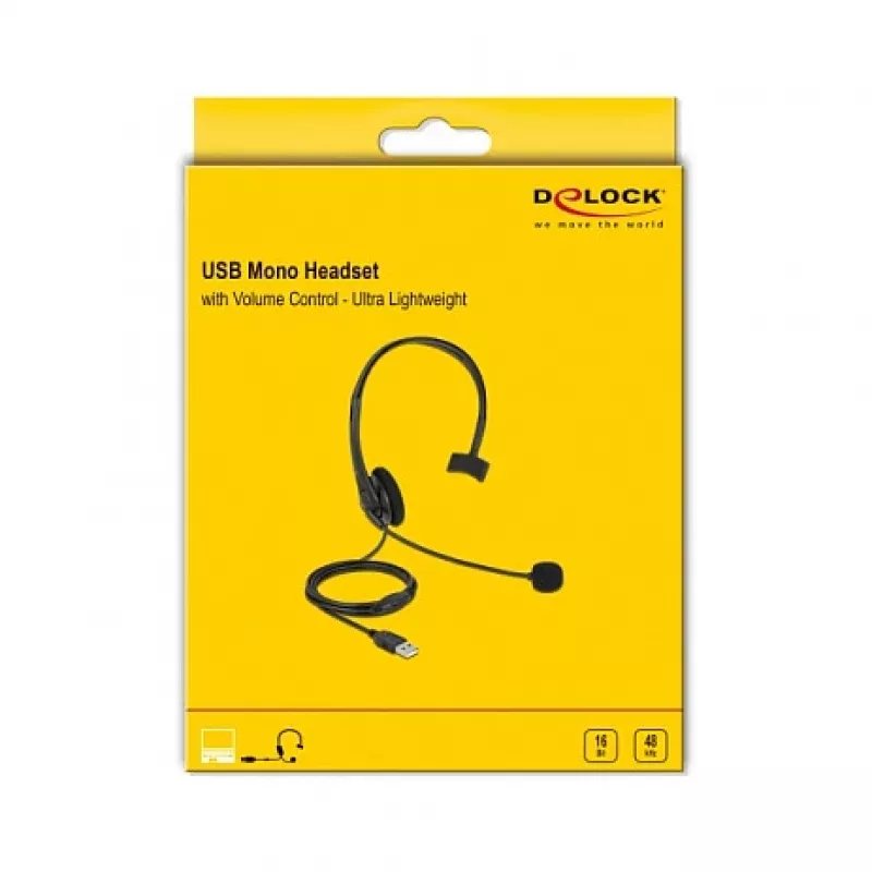 Kuulokemikrofoni DeLOCK USB mono kuulokemikrofoni äänenvoimakkuuden säädöllä