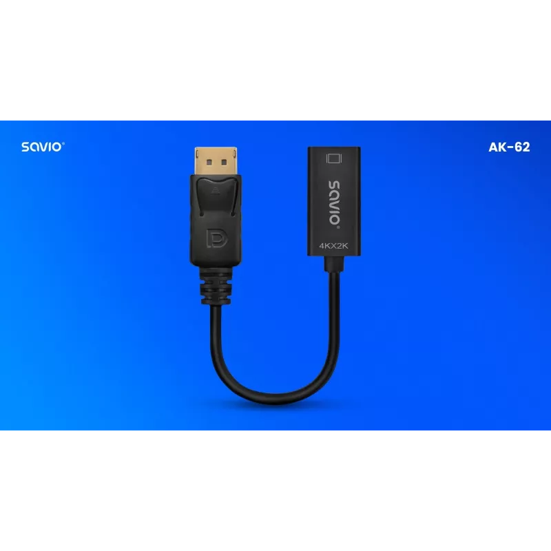 Adapteri Savio DisplayPort (M) v1.2 - HDMI A (F) v1.4, 4K, AK-62