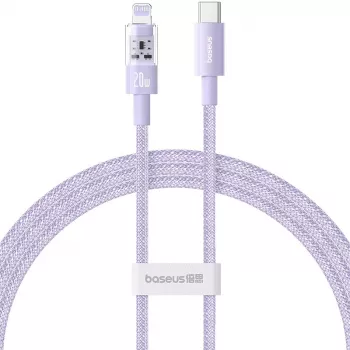 USB-C Lightning pikalatauskaapeli Baseus Gem 1 m 20 W violetti, nylonpäällyste, 7-pin Lightning