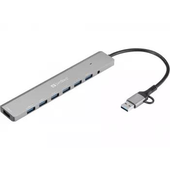 USB-keskitin SANDBERG 136-66 — 7x USB 3.0 liitäntää, ulkoinen virtalähteellä