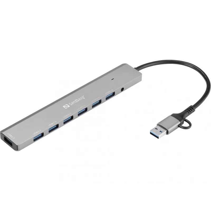 USB-keskitin SANDBERG 136-66 — 7x USB 3.0 liitäntää, ulkoinen virtalähteellä