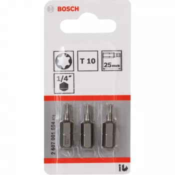 Bosch ruuvauskärki erittäin kova, 3 kpl, Torx, T10, teräs, T10, 25 mm