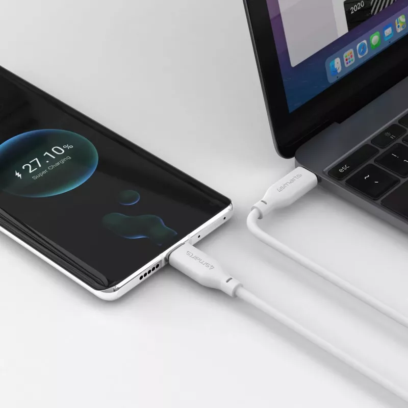 4smarts USB-C / USB-C -silikonikaapeli High Flex 60W 1,5 m valkoinen