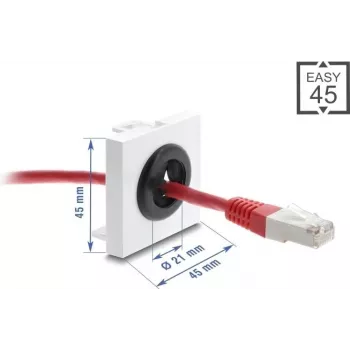 Delock 91074 Easy 45 johtoläpivienti, pyöreä, valkoinen/musta