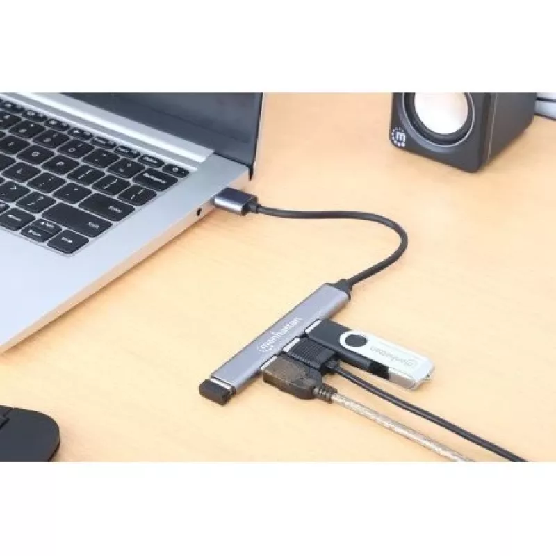 Manhattan USB-A 4-porttinen keskitin, 4x USB-A-porttia (1x 5 Gbps USB 3.2 Gen1…