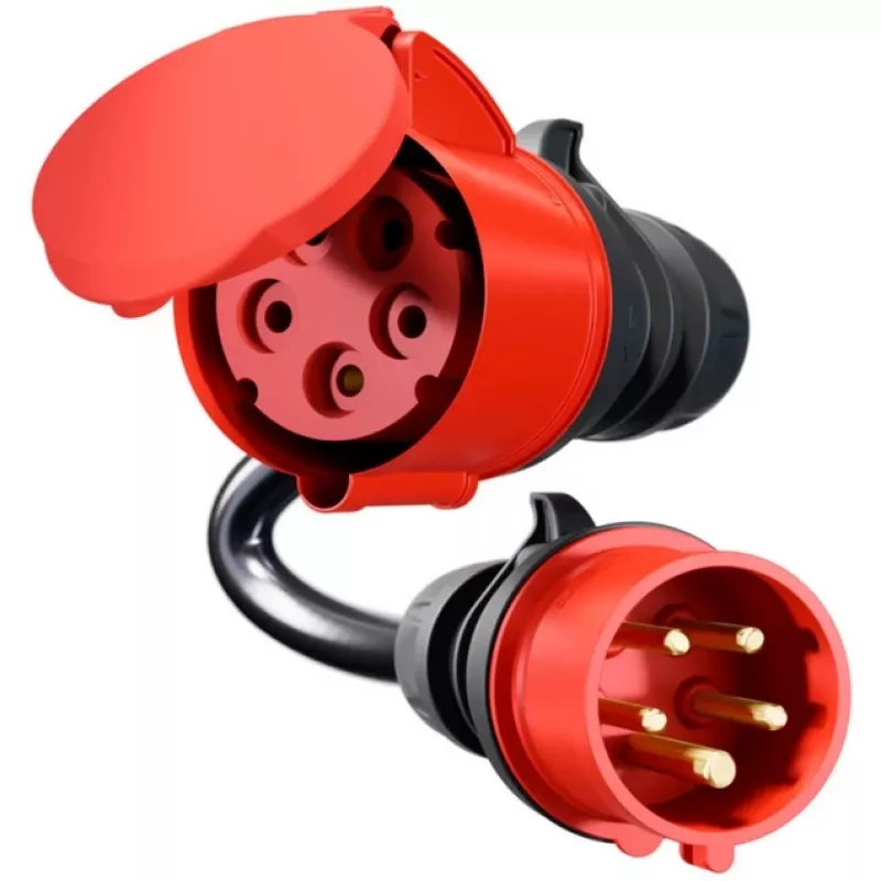 Adapteri Gemini flex 22 kW CEE punainen kolmivaihe 32A > CEE punainen 16A musta 30cm