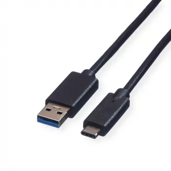 ROLINE - USB-kaapeli - USB Type-C (uros) - 9-napainen USB Type-A (uros) - 50 cm (USB 3.1) - valettu - musta (11.02.9010)
