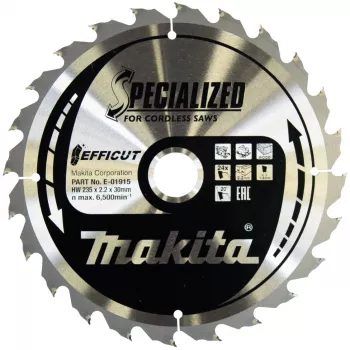 Makita Efficut - pyörösahanterä - puulle - 235 mm - 24 hammasta - Makita DHS900, DHS900Z, DHS900ZU (E-01915)