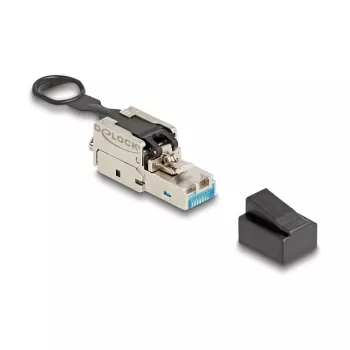 DeLOCK RJ45-liitin kenttäasennettava Cat.6A työkaluton hopea liitin