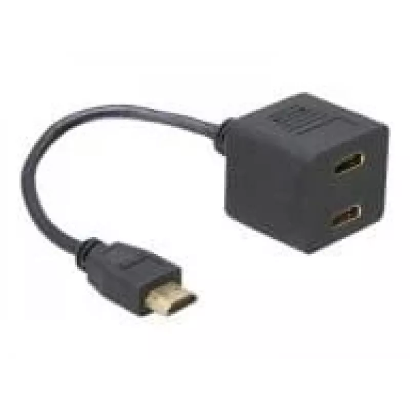 HDMI-sovitin DeLOCK 65056 0,2 m uros kahteen naarasliitäntään