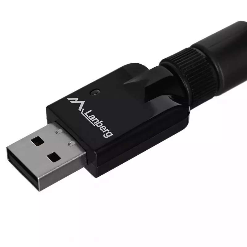 Lanberg NC-0150-WE Mini USB WiFi -sovitin N150, 150 Mbit/s, 1 ulkoinen antenni, musta