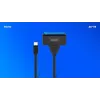 SAVIO SATA–USB-C-liitäntäkaapeli AK-69, SATA-pistorasia USB-C-pistokkeeseen, USB 3.2 Gen 1 (5 Gbit/s), 0,25 m, musta