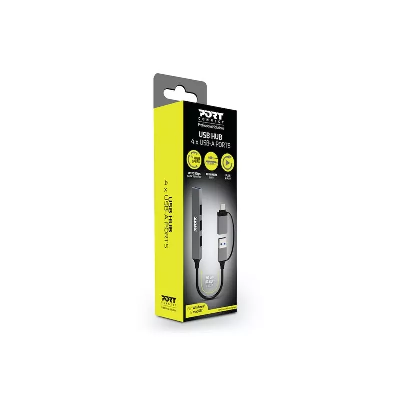 PORT CONNECT | USB-keskitin USB-C/USB-A 4 porttia USB-A 3.0 5Gbps | 900160