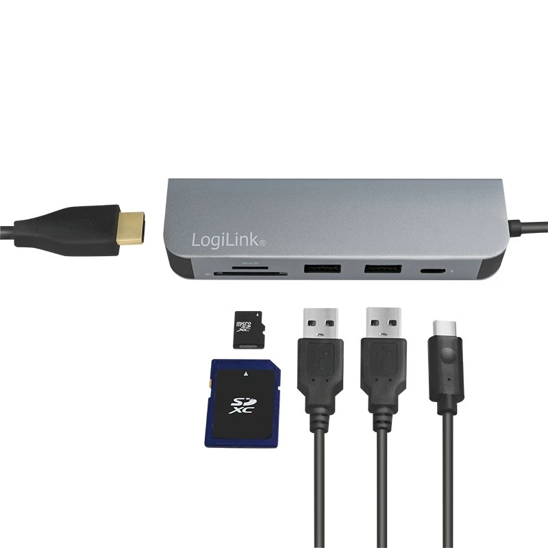 LogiLink UA0343 USB-C-moniporttikeskitin alumiini USB 3.2 2nd Gen Mult
