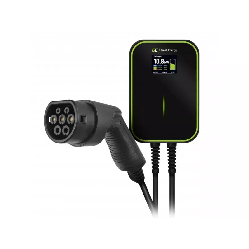 Sähköauton latausasema Green Cell EV14 22 kW musta alumiini seinä