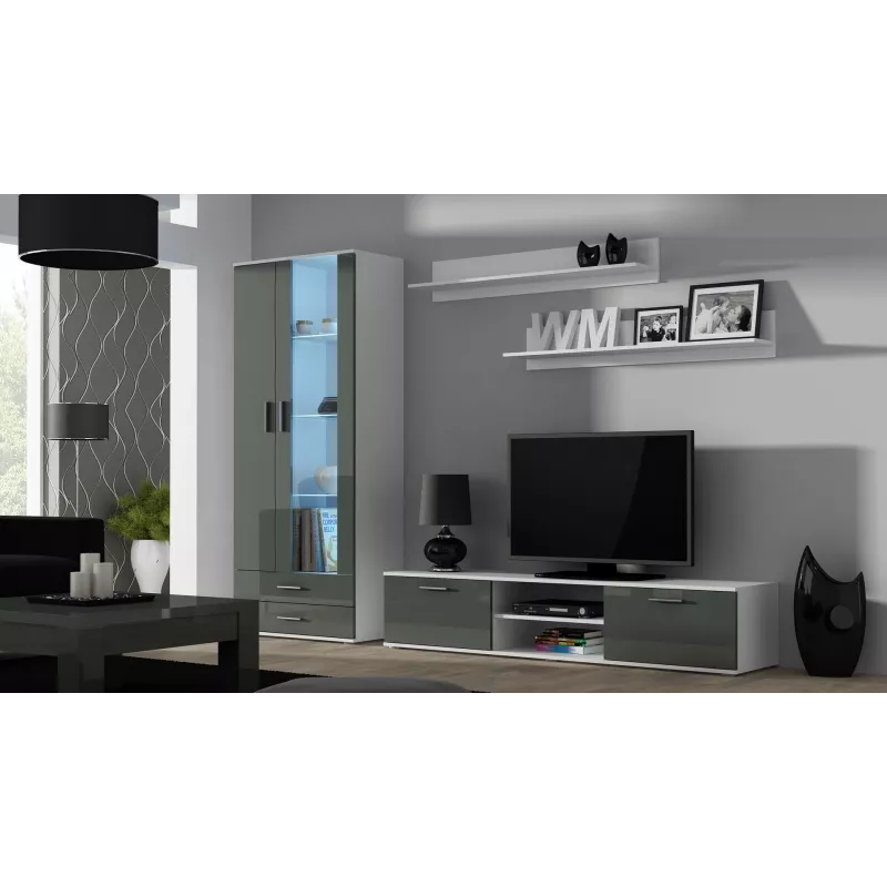 Cama TV-taso SOHO 180 valkoinen/harmaa kiiltävä