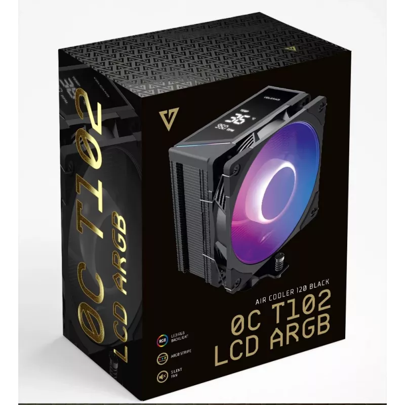 MODECOM Volcano 0C T102 LCD ARGB prosessorin ilmajäähdytin 12 cm musta