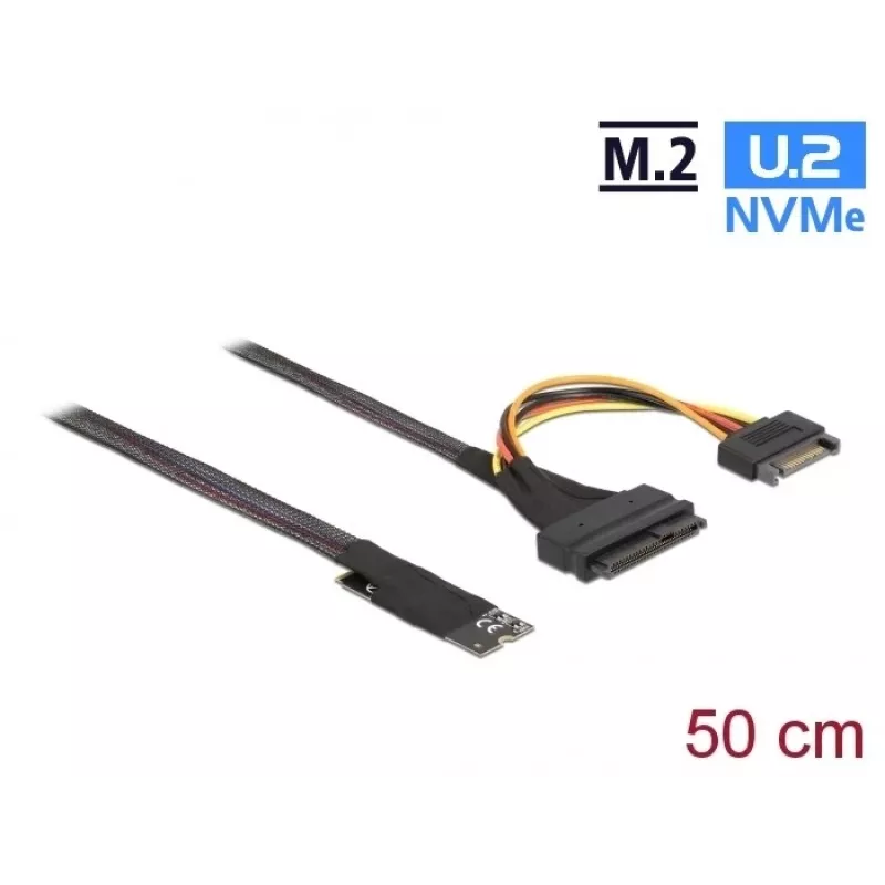 DeLOCK M.2 Key M - U.2 SFF-8639 NVMe -sovitin 50 cm kaapelilla