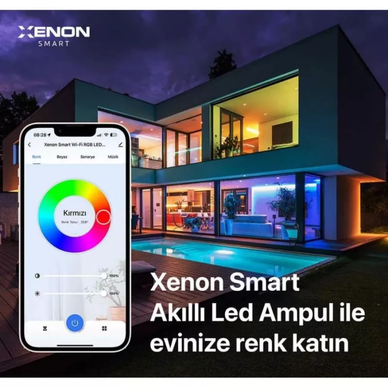 XENON Smart X7021 Smart LED RGB -lamppu, 9 W, Wi-Fi, Bluetooth, valkoinen