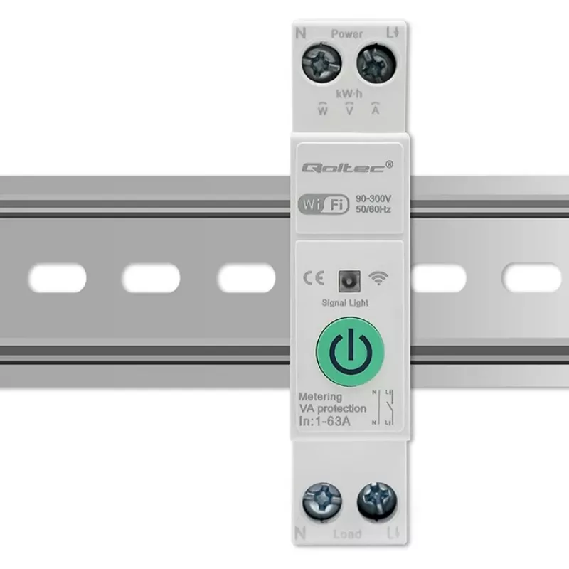 DIN-kiskorele WLAN QOLTEC 50881 — verkkovaihtorele 63A sähköasennuksiin