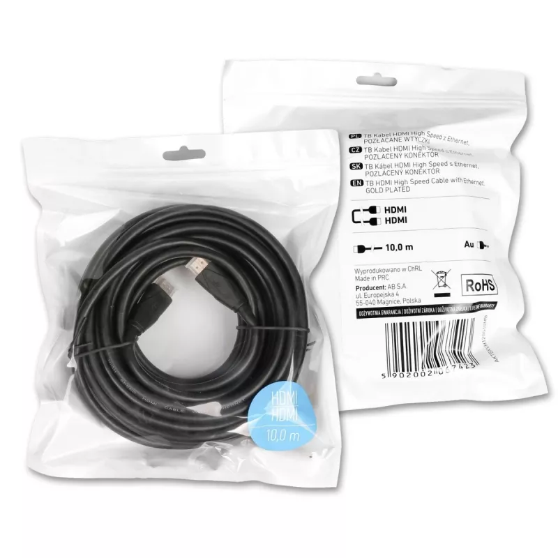 HDMI-kaapeli v2.0 10 m kullattu