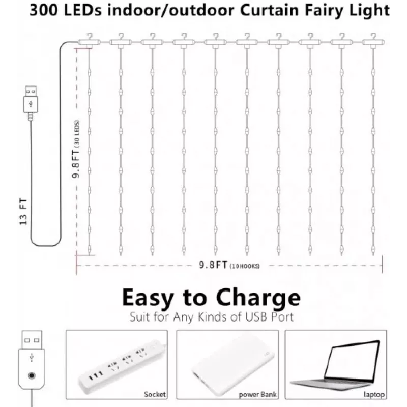 LED-valonauha OEM X0013lX27J – 300 LEDiä, lämminvalkoinen