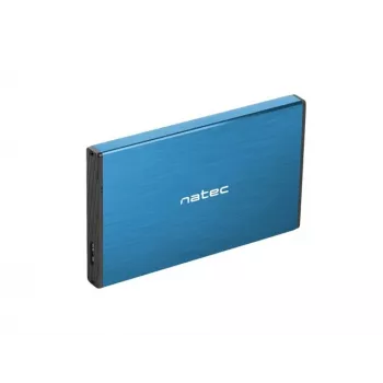 Ulkoinen HDD/SSD-kotelo NATEC Rhino GO 2,5 tuumaa — USB 3.0, SATA III, jopa 4 TB, 9,5 mm, alumiini, sininen