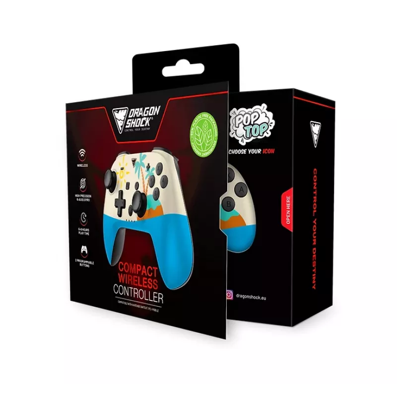 Dragonshock PopTop Compact - peliohjain - Nintendo Switch - Takaisin-painike - D-Pad - Home-painike - Reset-painike - langaton - Bluetooth - USB Type-C (D