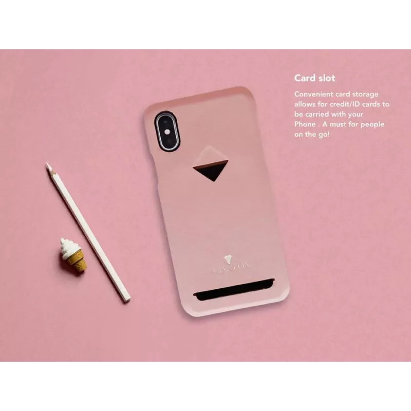 Card Slot Back Shell VixFox iPhone X/XS — pinkki suojakotelo korttipaikalla