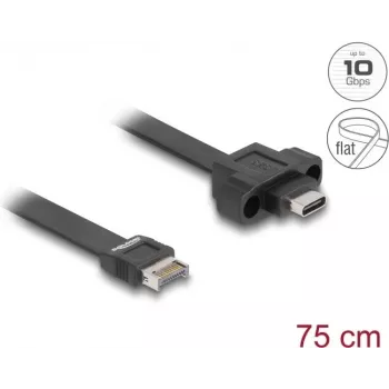 DeLOCK USB-litteäkaapeli Type-E Key A 20-pin uros USB Type-C naaras 75 cm