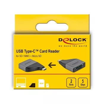Kortinlukija DeLOCK 64117 USB 3.2 Gen 1 Type-C harmaa