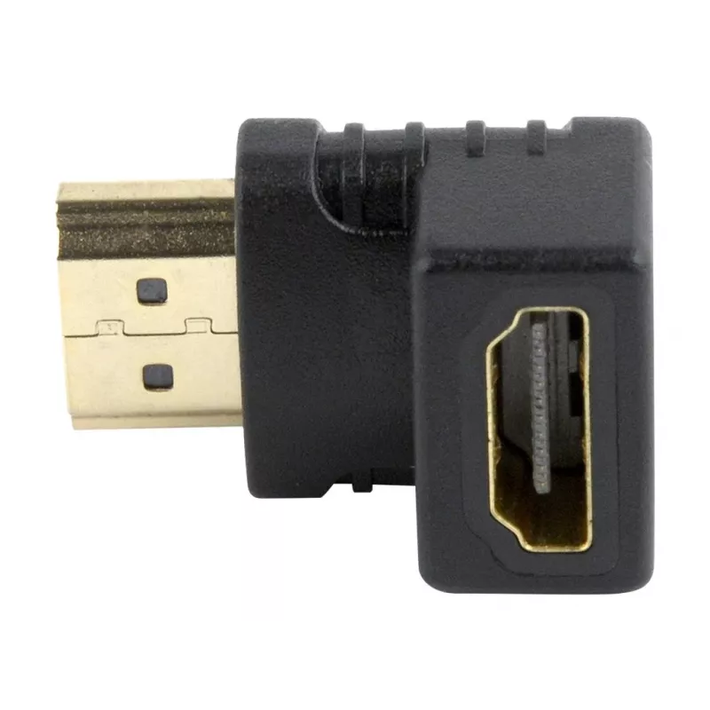 HDMI-sovitin GEMBIRD A-HDMI90-FML, HDMI–HDMI, 90° kulmasovitin, musta