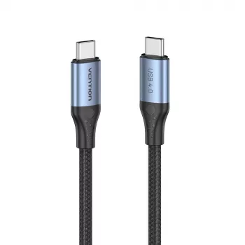 Vention USB4 Gen 3x2 Type-C–Type-C-kaapeli 1 m, 5 A, alumiiniseos, puuvillapunottu