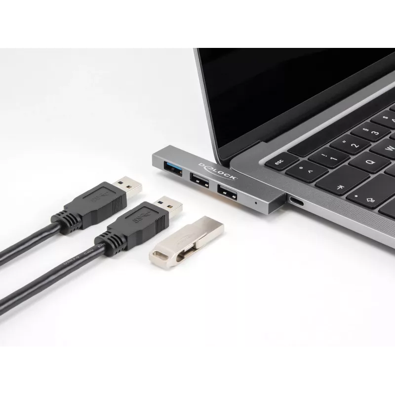 DeLOCK 3 portin ohut USB-keskitin USB Type-C 10 Gbps 2 x USB 2.0