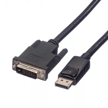 Roline - videokaapeli - DisplayPort (uros) – DVI-D (uros) - 2 m - peukaloruuvit - musta