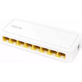 LogiLink verkkokytkin – 8 x RJ45-porttia – Gigabit – muovikotelo – valkoinen