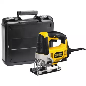 STANLEY FME340K pistosaha — 710 W, 3000 iskua/min, leikkaussyvyys puu 85 mm, teräs 10 mm, kaariote, jiirinsäätö