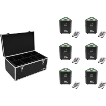 EUROLITE AKKU TL-3 TCL QuickDMX 6x LED-akkupystövalosetti kuljetuslaukulla TDV-1