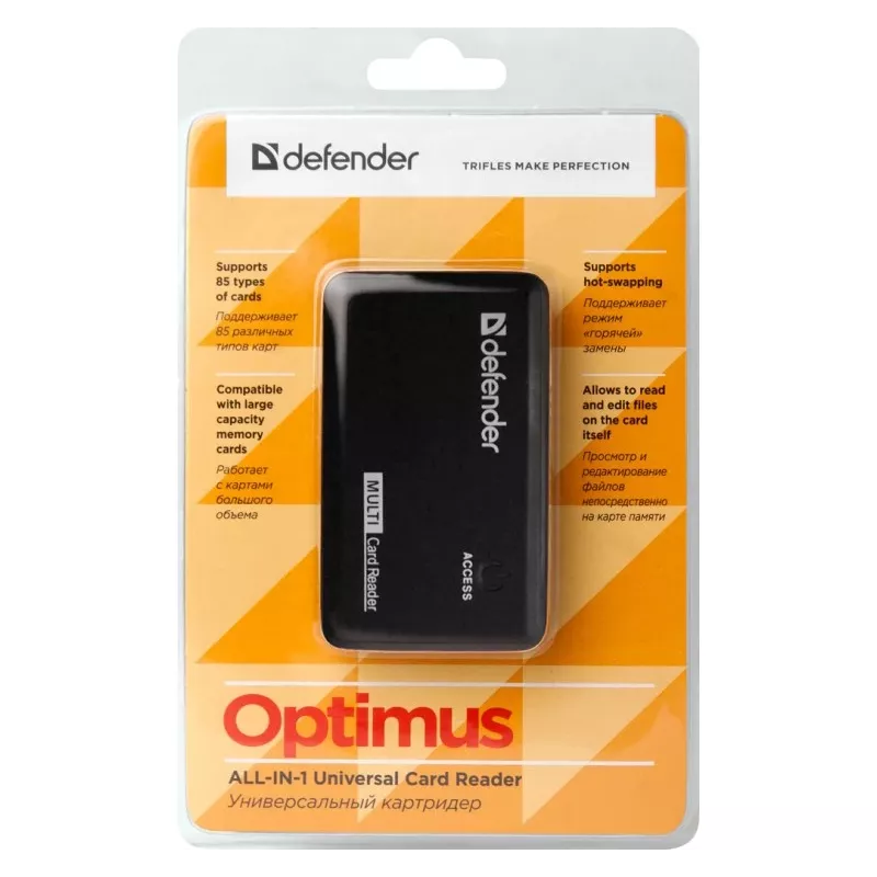 Kortinlukija Defender OPTIMUS USB 2.0 yleismalli musta