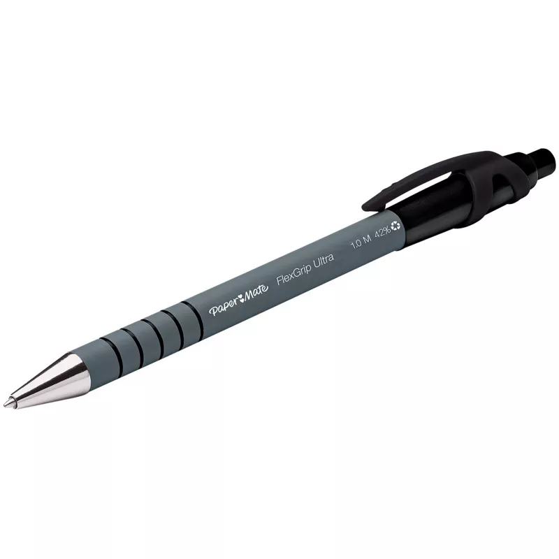 Paper Mate Flexgrip Ultra - klipsi - klipsikiinnitteinen kuulakärkikynä - musta - 12 kpl - medium