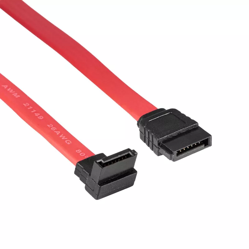 Akyga AK-CA-51 SATA III -kaapeli 6 Gb/s, suora 90° kulmaan, 0,5 m, punainen