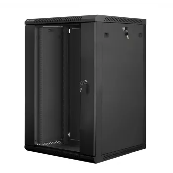 Seinäasennettava kaappi LANBERG WF01-6618-10B, 18U, 600×600×907 mm, musta, 60 kg