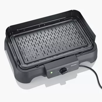 Severin PG 8595 pöytäsähkögrilli — 2000 W, suorakaiteen muotoinen grillipinta, musta