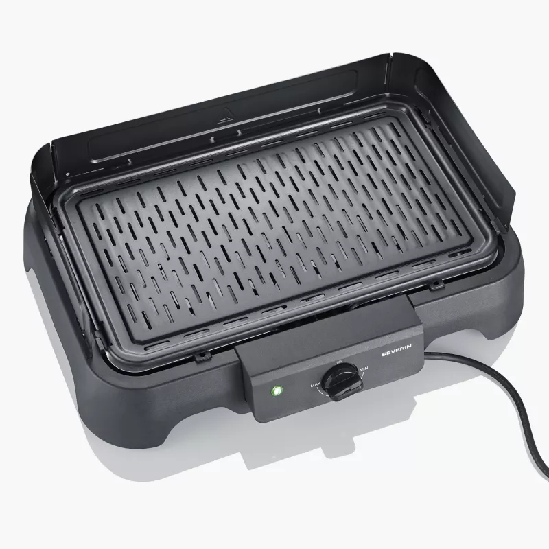 Severin PG 8595 pöytäsähkögrilli — 2000 W, suorakaiteen muotoinen grillipinta, musta