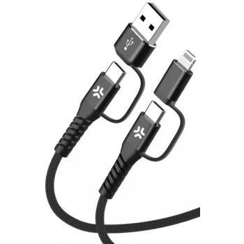 Celly 4-IN-1-kaapeli A+C–C+LIGHT 2M BK
