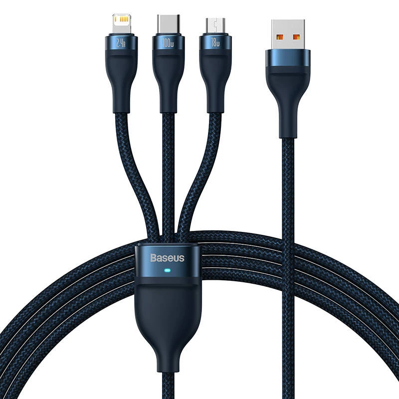 USB-kaapeli Baseus CASS030003 1,2 m USB A USB-C/Micro-USB-A/Lightning sininen